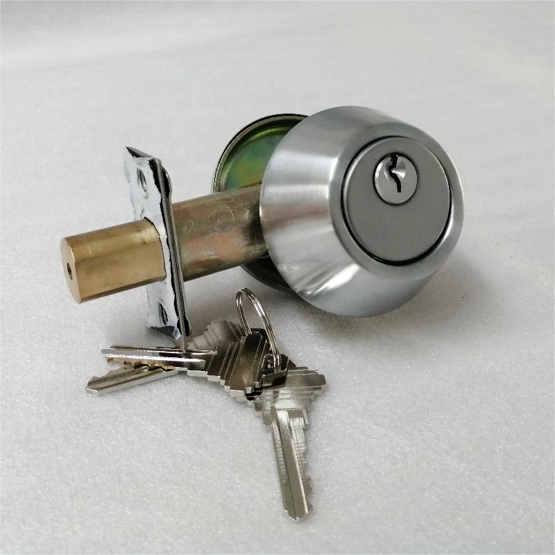 3502 Цинк сплав с висок клас единичен цилиндър Deadbolt Lock-Satin никел, съвременен кръг Deadbolt Door Knob Lock